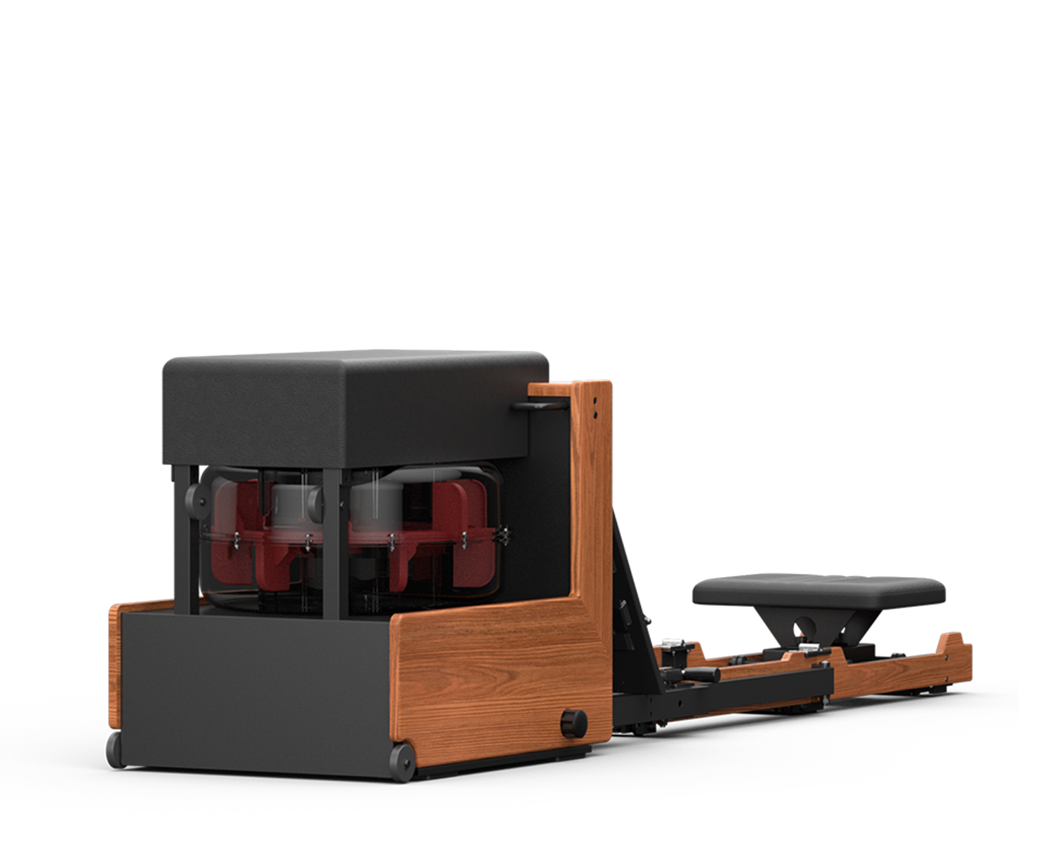 JOYSONG Compact Cube Rower front view with wood frame and compact home fitness design