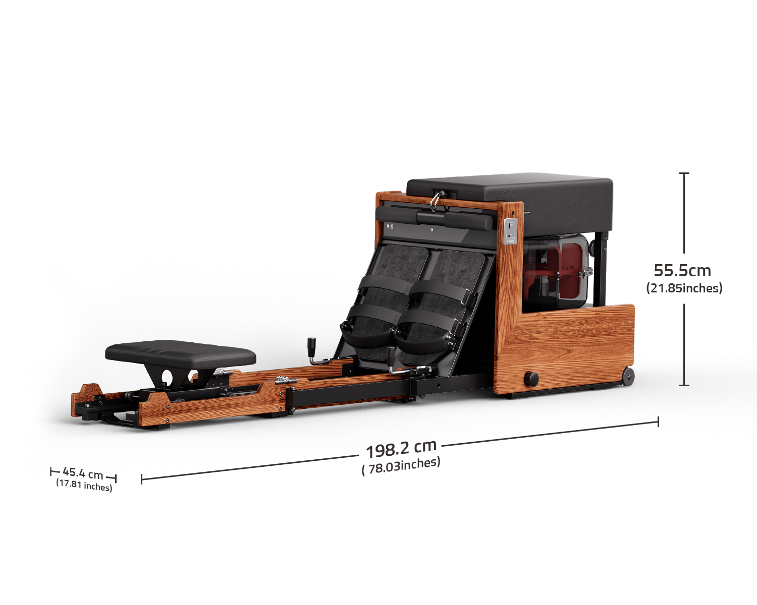 JOYSONG Compact Cube Rower extended dimensions for home workouts
